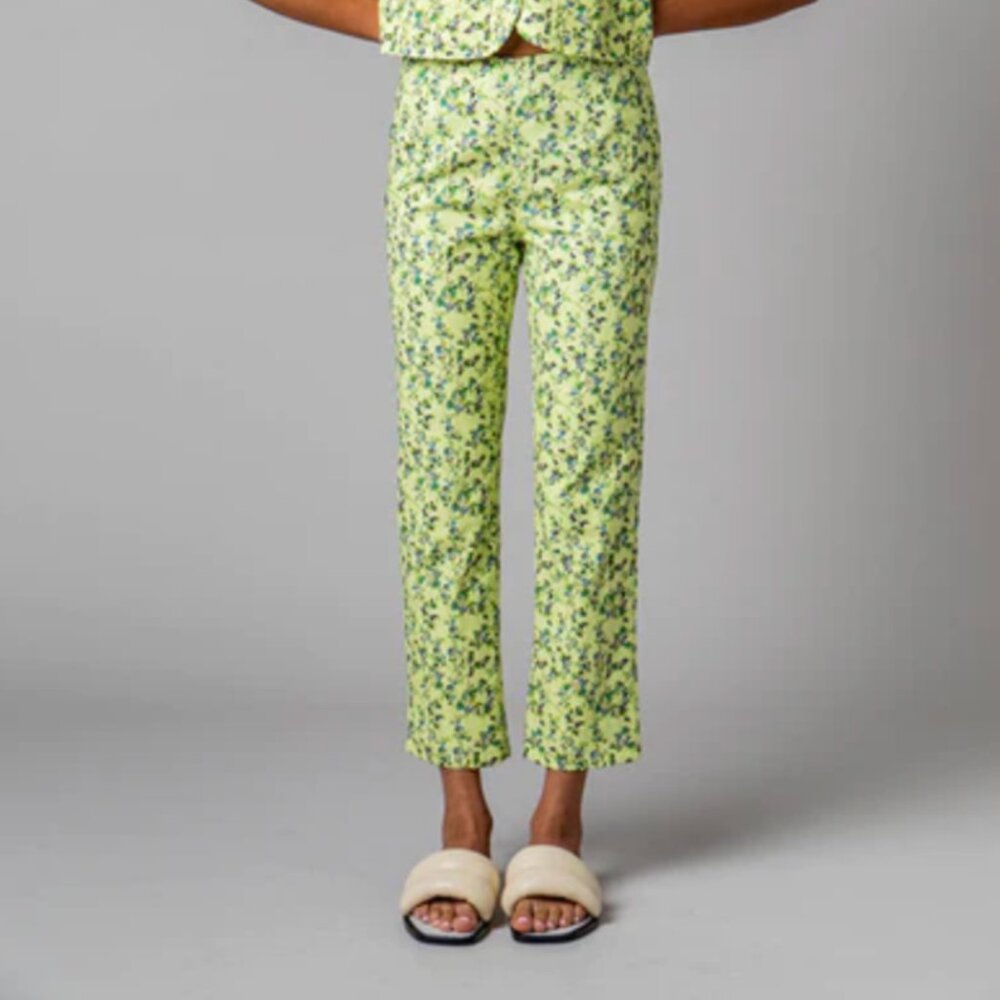 Rachel Antonoff Green Floral Cropped Pants